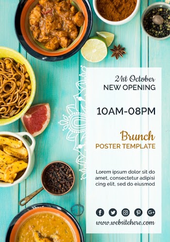 Modern indian food poster template Free Psd