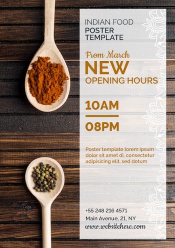 Modern indian food poster template Free Psd