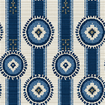 Modern Indigo and Ivory Geometric Textile Pattern