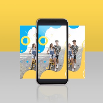 Modern instagram post template with smartphone Free Psd