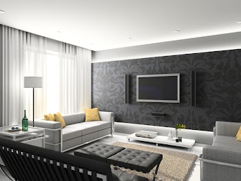 Modern interior. 3D render. Living-room. Exclusive design.