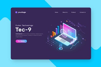 Modern isometric landing page Free Vector