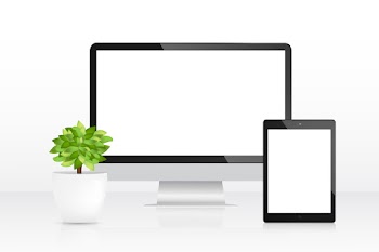 Modern laptop mobile and technology device mockup on white background Free Vector