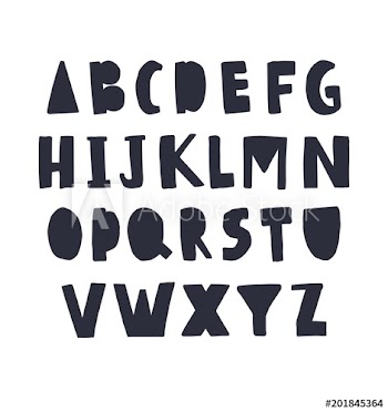 Modern latin font or decorative english alphabet hand drawn on white background