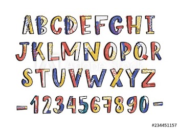 Modern latin font or english alphabet hand drawn on white background