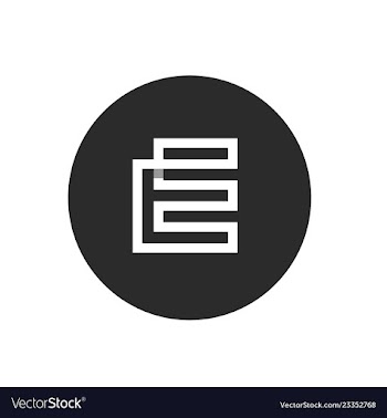 Modern letter e icon black circle icon design vector image