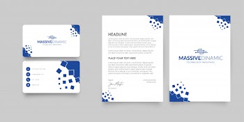 Modern letterhead and business card with abstract shapes Free Vector