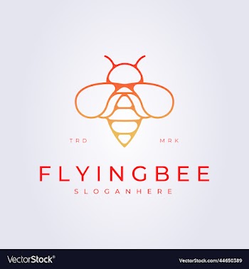 modern line flying bee logo icon template