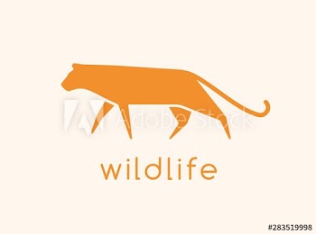 Modern logotype with silhouette of wild cat