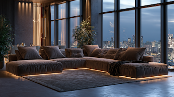 Modern Luxury Living Room at Dusk