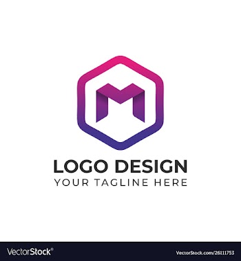 Modern m with hexagon logo design templates vector image