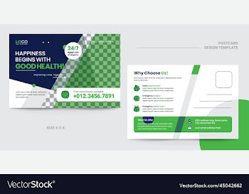 modern medical postcard design template