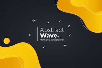 Modern memphis background with wavy shapes Free Vector