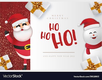 modern merry christmas card with claus