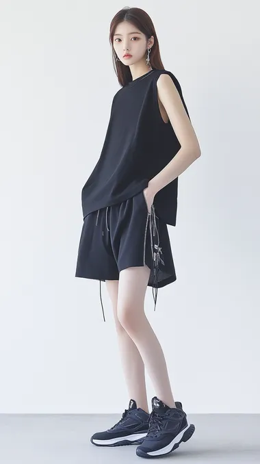 Modern Minimalism: A Full-Body Shot of a 20-Year-Old Korean Model Modern Minimalism: A Full-Body Shot of a 20-Year-Old Korean Model