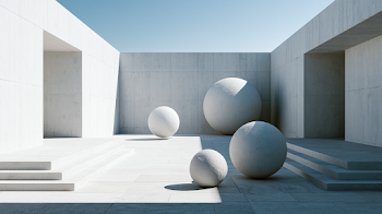 Modern Minimalist Concrete Architecture with Geometric Shapes