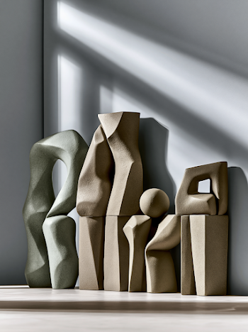 Modern Nordic Design Sculptures in Neutral Tones