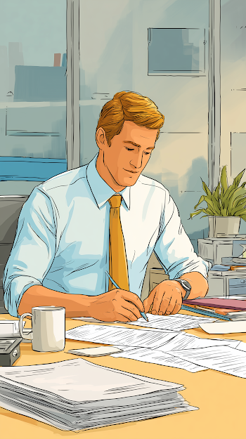 Modern Office Worker Engaged in Consulting Tasks
