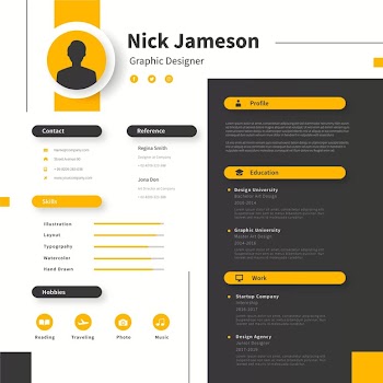 Modern online curriculum vitae template Free Vector