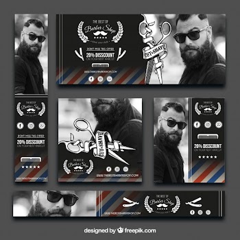 Modern pack of barbershop banners Free Vector