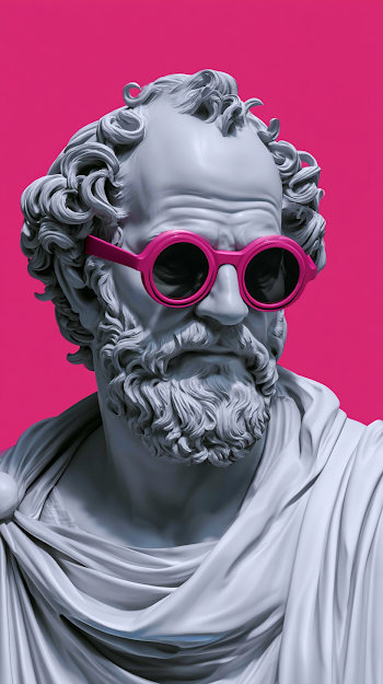 Modern Philosopher Bust with Pink Sunglasses