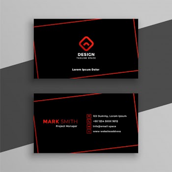 Modern red and black business card template Free Vector