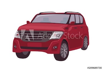 Modern red crossover, CUV car or automobile isolated on white background