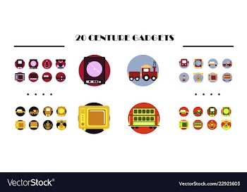 Modern retro icons set of development seo vector image