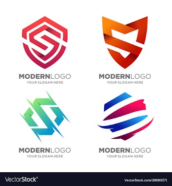Modern shield letter s logo design vector image