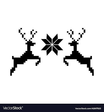 modern silhouette dear face to face with snowflake