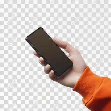 Modern Smartphone Mockup Held in Hand with Orange Sleeve