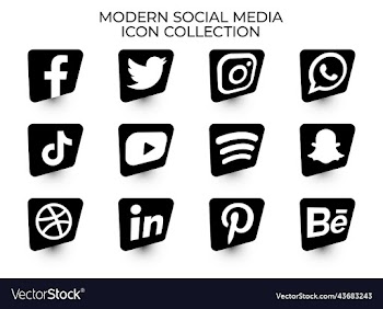modern social media black icon collection