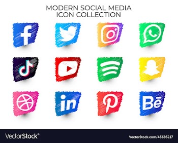 modern social media scribble icon set collection