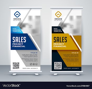 Modern standee rollup banner for marketing vector image