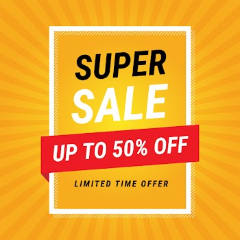 Modern super sale yellow banner design Free Vector