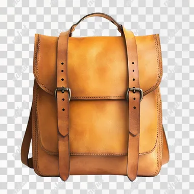 Modern Tan Leather Backpack with Horizontal Straps