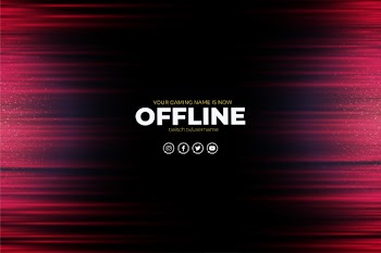 Modern twitch background with abstract red lines offline Free Vector