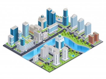 Modern urban isometric landscape Free Vector