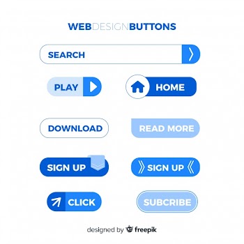 Modern web design button collection with flat design