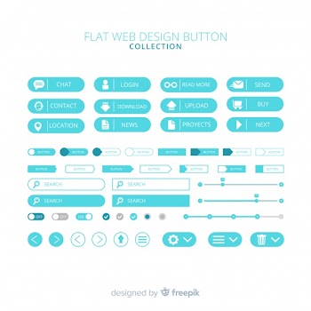 Modern web design button collection with flat design Free Vector
