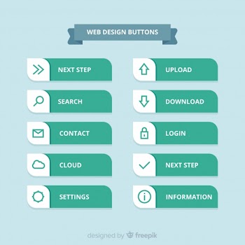 Modern web design button collection with flat design Free Vector
