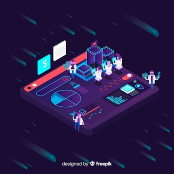 Modern web design concept with isometric view
