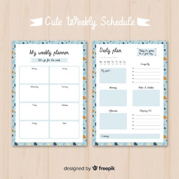 Modern weekly planner template with flat design