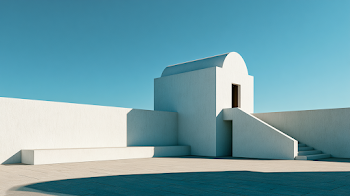 Modern White Concrete Building with Geometric Lines