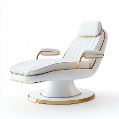 Modern White Salon Chair with Gold Accents Modern White Salon Chair with Gold Accents