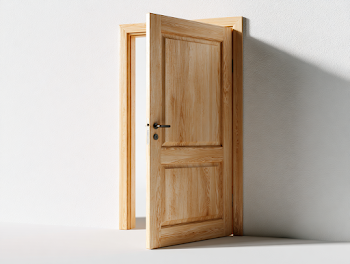 Modern Wooden Door in Dramatic Angle
