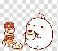 Molang, animal near donut illustration transparent background PNG clipart