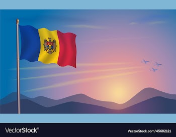 moldova flag in the morning sun