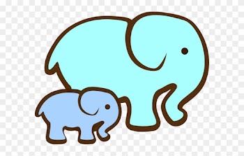 Mom And Baby Elephant Clip Art - Elephant With Baby Clipart