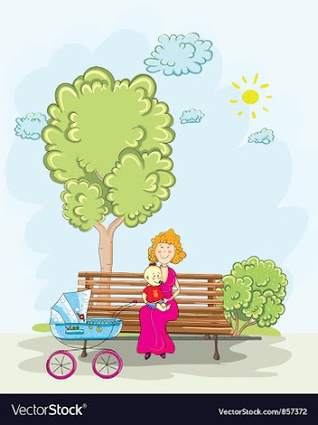 Mom and son vector image